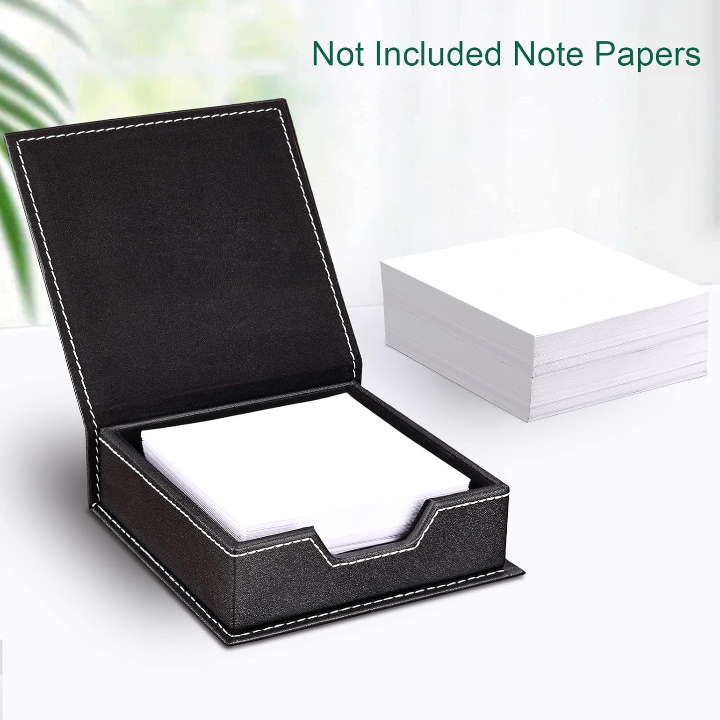 KINGFOM T31-6PCS/SET Office Desktop Decor Organizer Supplies Set PU Leather Remote Control Collection Holder, Pencil Box, Business Card Holder, Mouse Pad, Sticky Notes Paper and Dispenser