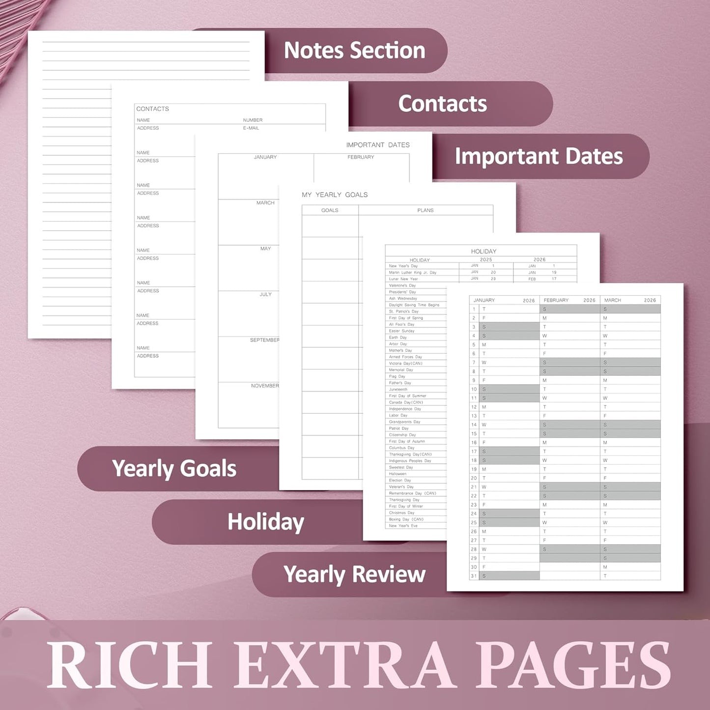 2025-2026 Planner for Women, Lather Weekly & Monthly Organizer, July 2025-June 2026, Hardcover with Gold Foil, Tabs, and Inspirational Pages - Ideal for Professionals, Pink