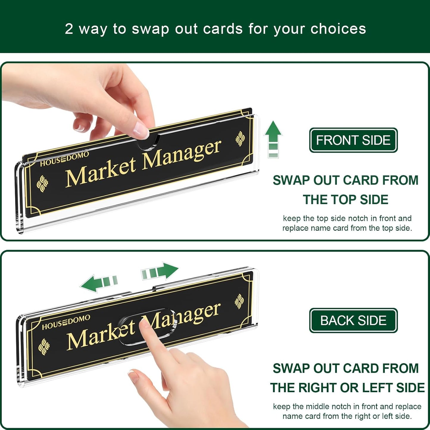 Nameplate for Doors with Adhesive Tapes - 100 Pack 2x8 Inch Clear Acrylic Office Door Name Plate Classroom Wall Name Plate Holder Horizontal Nameplate Holder Plastic Sign Frame