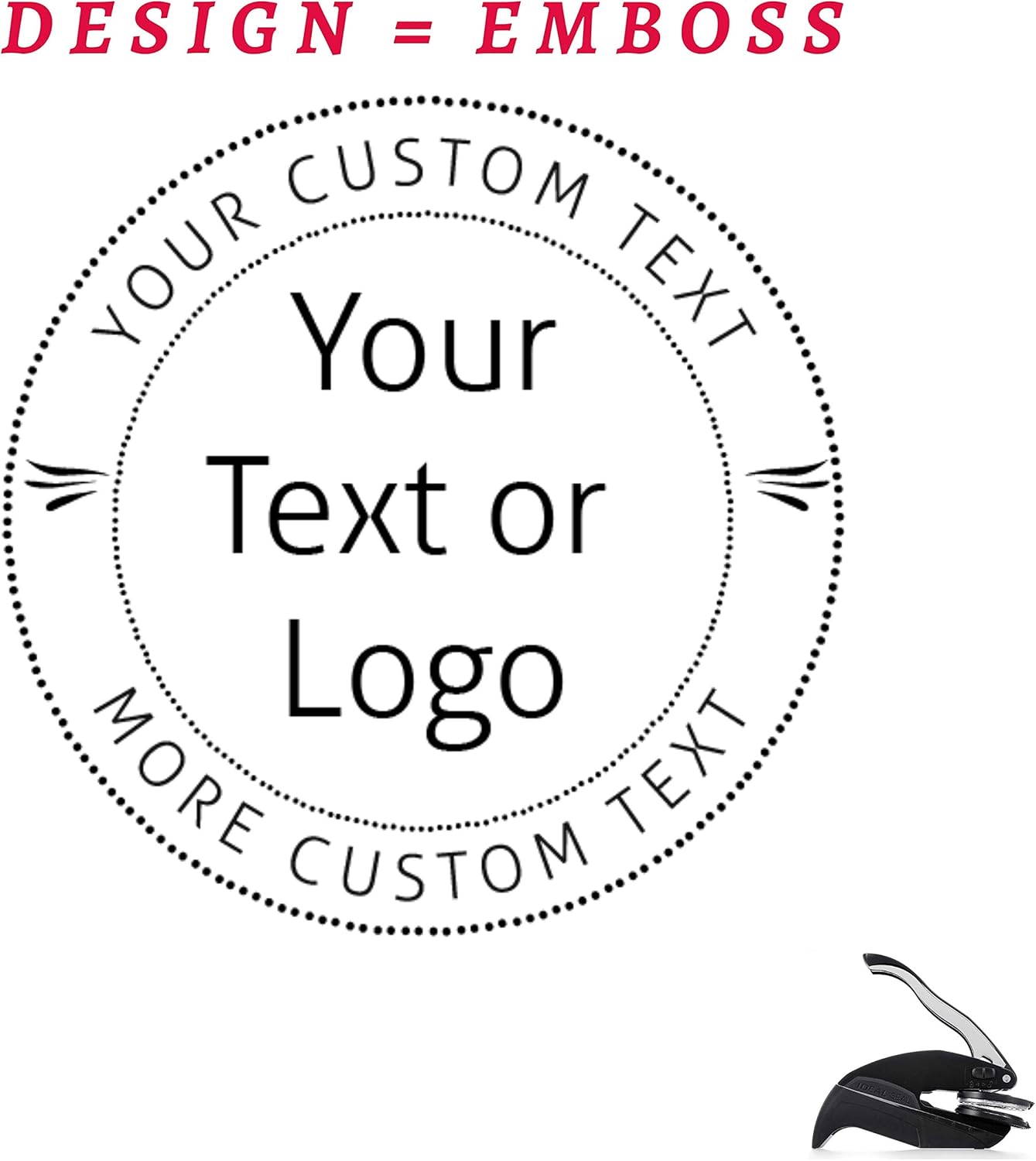 Custom Logo Embosser Seal Stamp Your Own Design Personalized 1 x 5/8"