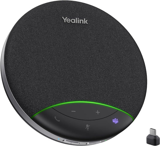 Yealink Sp92 Conference Speaker and Microphone with Bluetooth Dongle, Teams Certified, Noise Reduction, 20H Call Time USB Speakerphone for 4-6 People Meeting Room