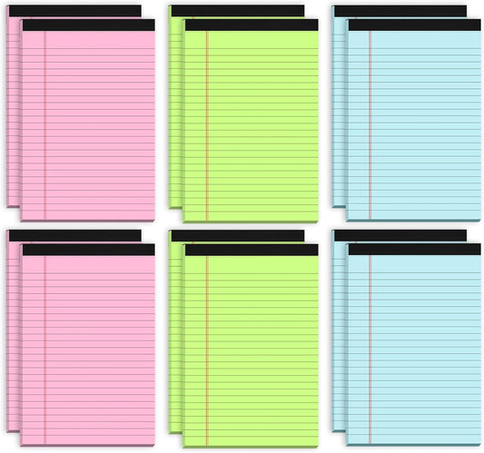 Notepads 5x8 Colored Small Legal Pads, 12 Pack Colored Note Pads 5x8 Pink Notebook Paper, Notepad 5x8 Lined Paper Pads, Small Pads of Paper 5x8 Pink Lined Paper 5 x 8, 30 Sheets/Pad(Blue, Pink, Green)