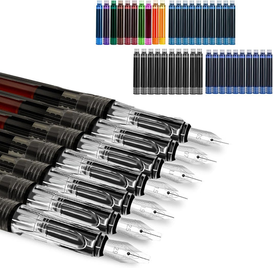 Calligraphy Set, 7 Pcs Fountain Pen with Different Replaceable Nib and 40 Replaceable Ink Cartridge in 11 Color for Beginner Writing and Drawing Calligraphy Kit for Greeting Card Signature Calligraphy