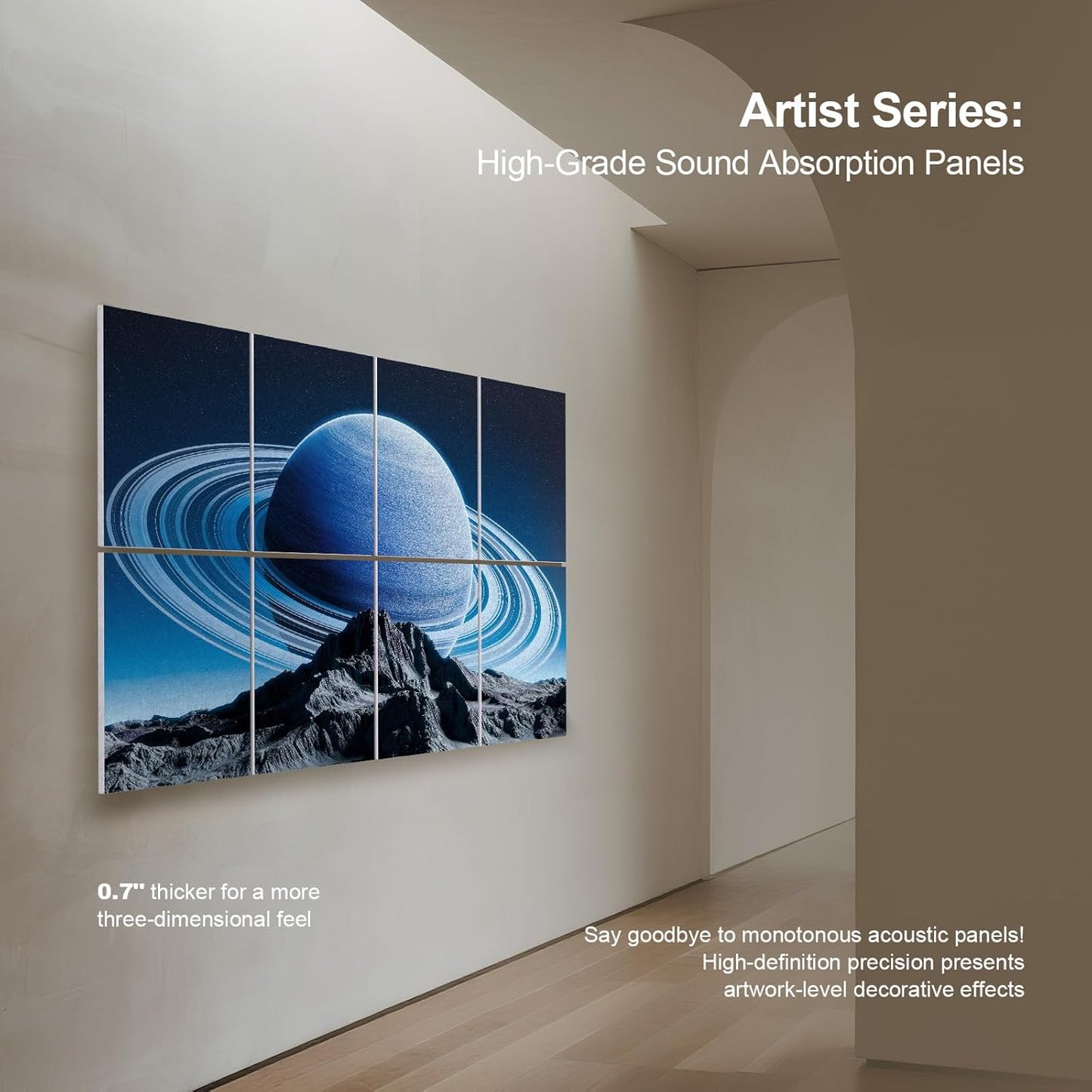 UMIACOUSTICS 8 Pcs 0.7Inch Thick Art Acoustic Panels, Total 47.2” x 31.5” Decorative Acoustical Wall Panels, Sound Absorbing Art Panels for Home, Office, Hotel, Astronomy-Aurora