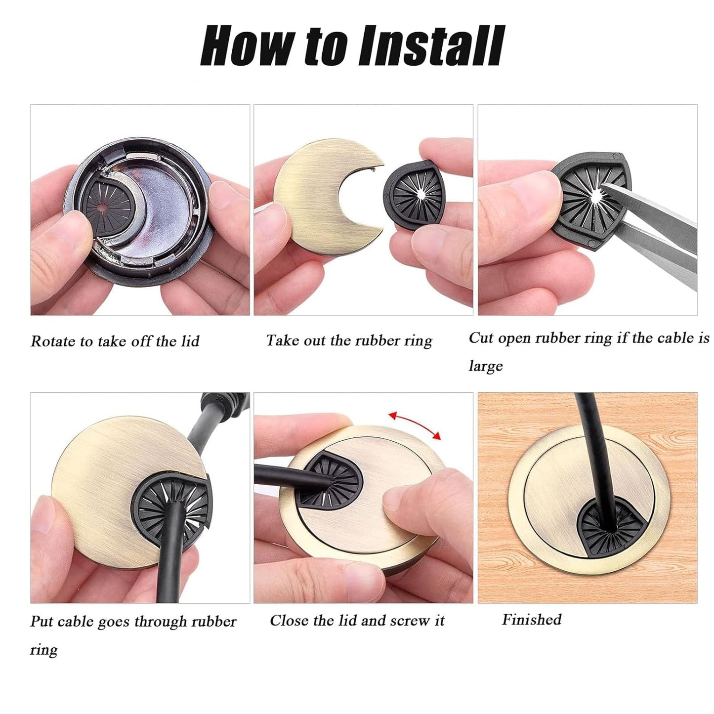 TuTuYa 2PCS Desk Grommet, Bronze Desk Grommet 3-1/6inch(80mm) Desk Cable Grommet Desk Cable Hole Covers, Ideal Solution for Office and Home Table Cable (Bronze,3-1/6inch)