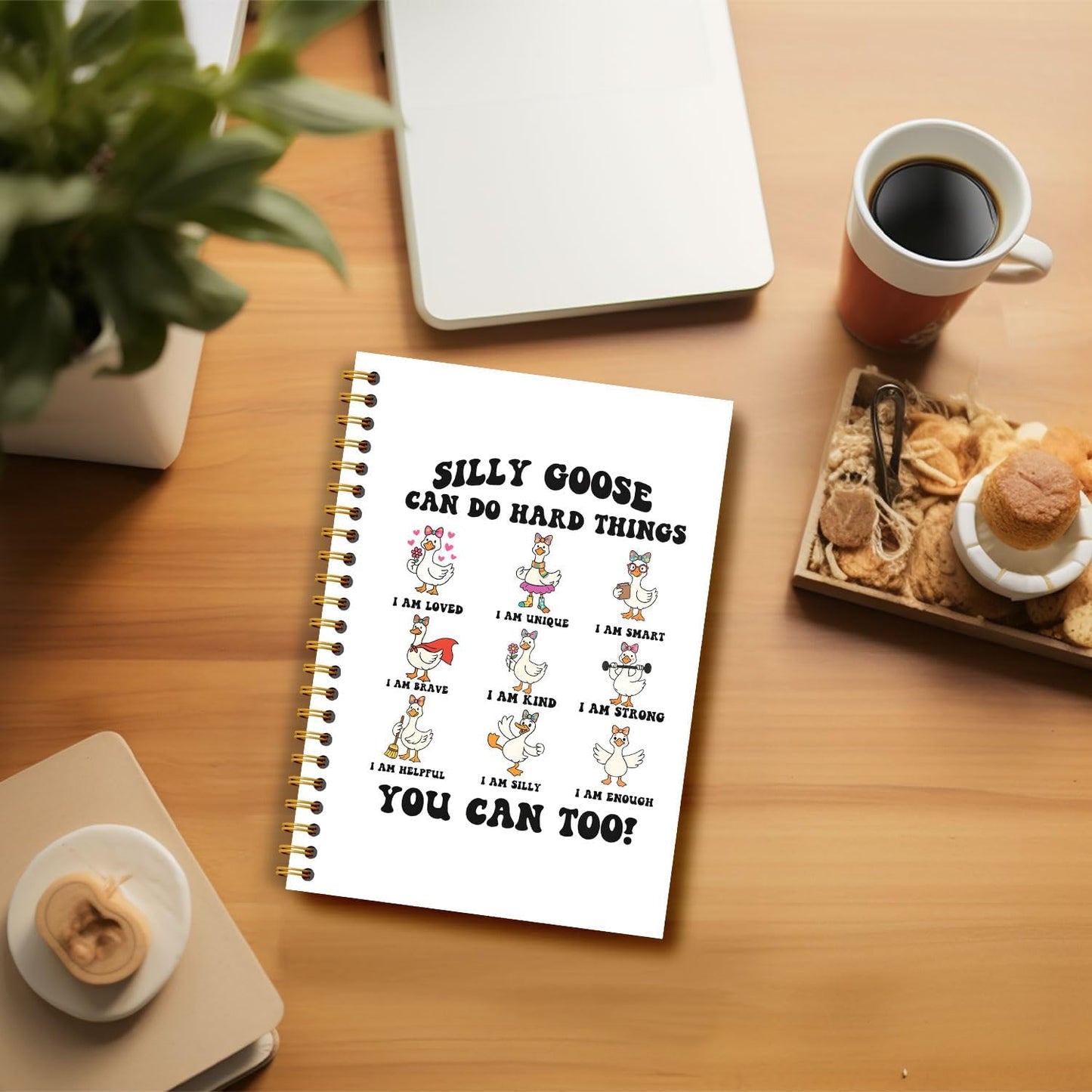Guymn Coquette Bow Goose Inspirational Notebook, Positive Affirmation Journal for Kids Girls, Goose Can Do Hard Things Motivational Hardcover Spiral Notebooks Journals 5.5x8.3 Inch