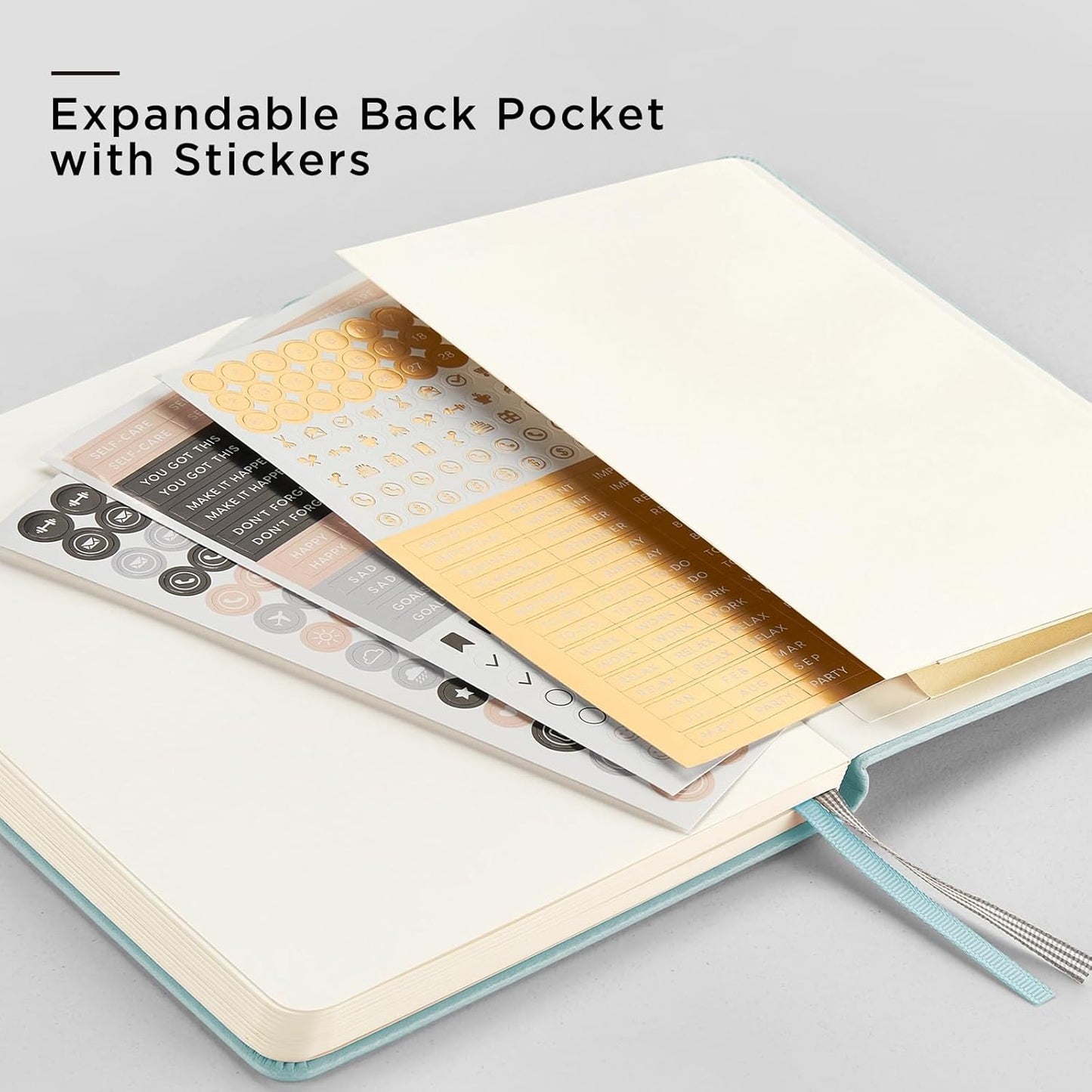 &And Per Se Dotted Journal Notebook, A5 Hardcover Leather Bullet Dotted Journal, 160 Pages 100 gsm Thick Dotted Paper，3 Sheets of Stickers Included - 5.7'' x 8'' (Light lavender)