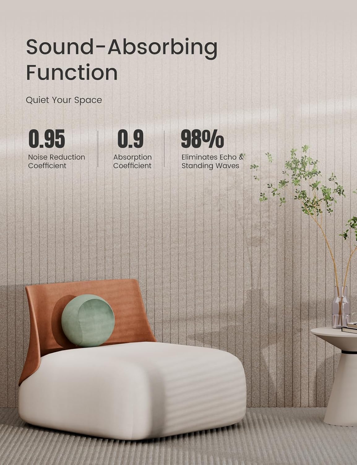 Bumusty Large Cork Board Alternative-47 x35 Felt Bulletin Board Tiles, with 30 Pushpins, 70 Adhesive Tabs, 12-Pack Slat Wall Paneling, Cork Boards for Office Push Pin Board Felt Board-Oatmeal