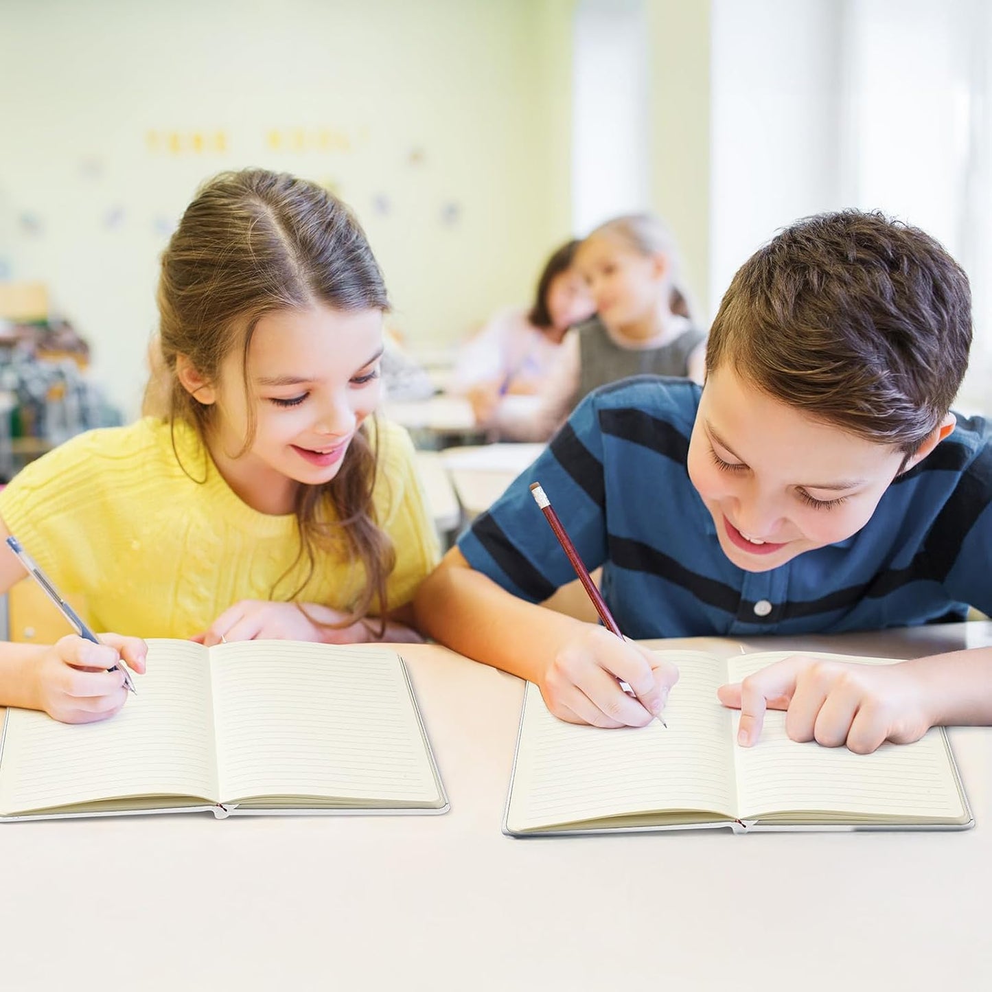 Honoson 20 Pack Lined Journal Notebooks A5 Hardcover Executive Notebook 5.5" x 8.3" PU Leather Wide Ruled Journals Bulk with Elastic Band for Home Business Office School Supplies(White)