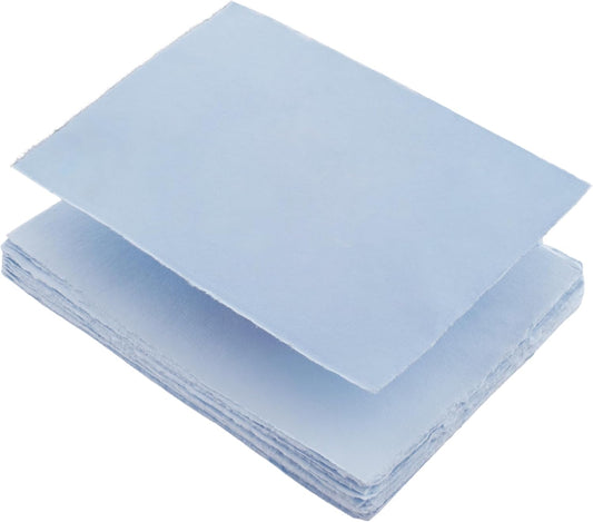 Wanderings Blue A4 Handmade Paper with Deckled Edge - 8.3" x 11.7", 150 GSM, 50 Sheets Textured Paper - Perfect for, Drawing, Writing, Printing, Watercolor & Mixed Media