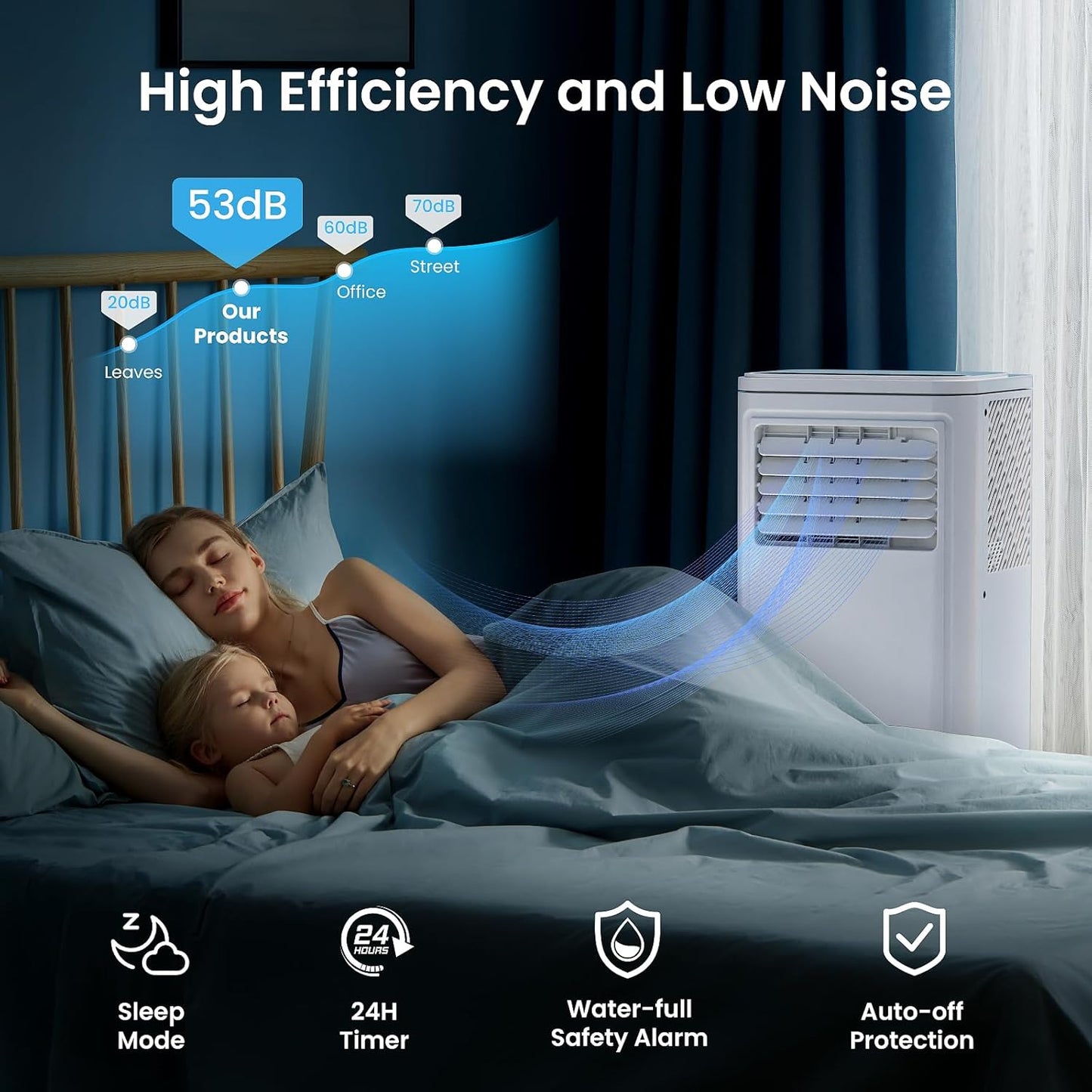 ZAFRO Portable Air Conditioners, 8000 BTU, 3 in 1 Portable AC Unit with Window Kits, Fan & Dehumidifier Modes, Cools up to 350 Sq.Ft, LED Display/Remote Control, 24H Timer for Living Room, Bedroom