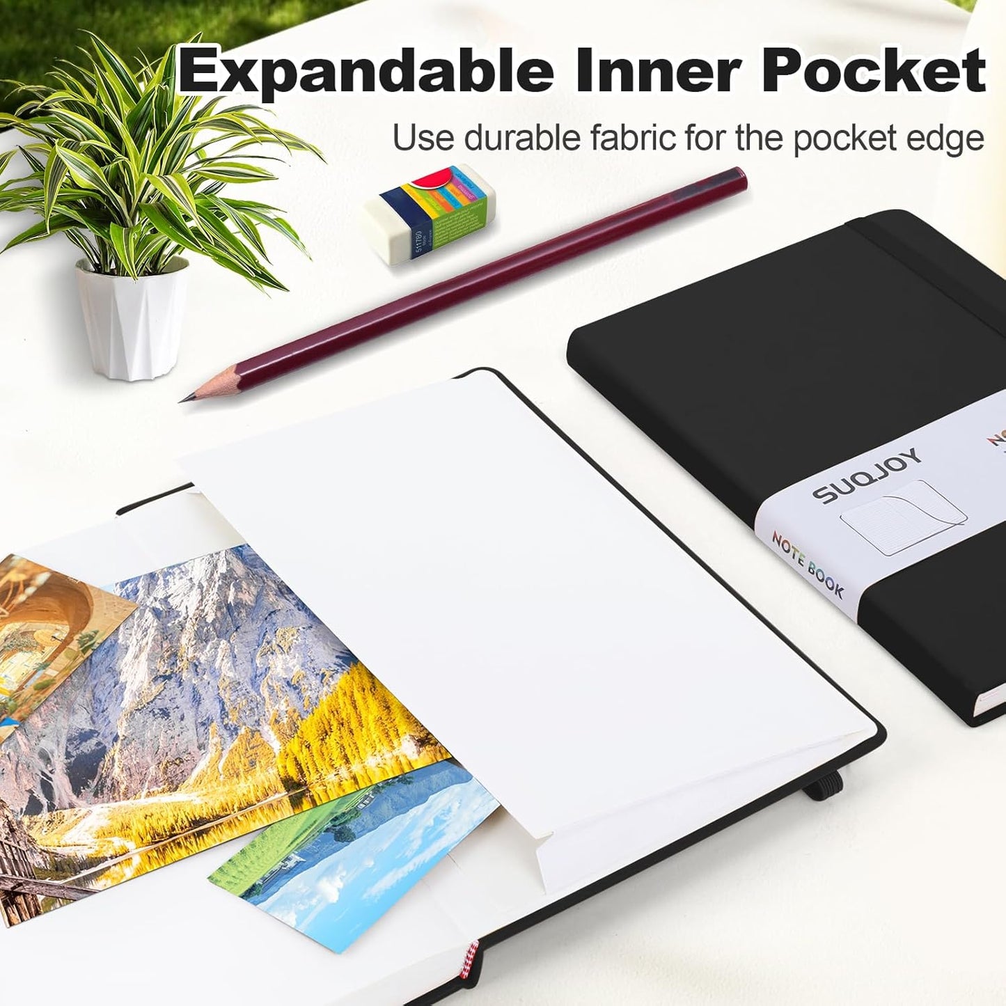 Lined Journal Notebooks for Writing, 100 GSM Thick Paper, Hardcover Notebook, A5 College Ruled Notebook, Journaling Notebook for School/Travel/Office (8 Pack, Black)