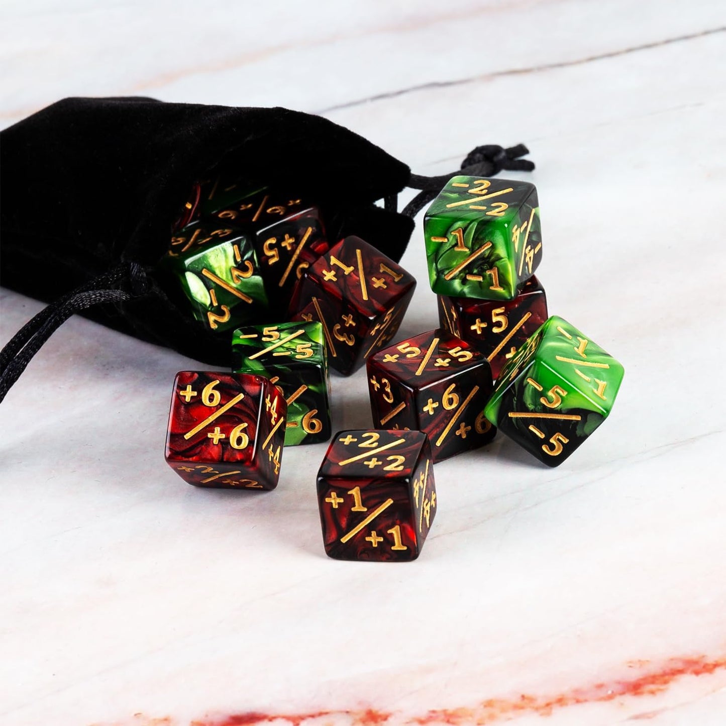 24 Pieces MTG Dice Counter Magic The Gathering Counters +1/+1 Dice Set Loyalty Life Tokens Gifts for Cards Gaming Accessories (Ruby, Emerald)