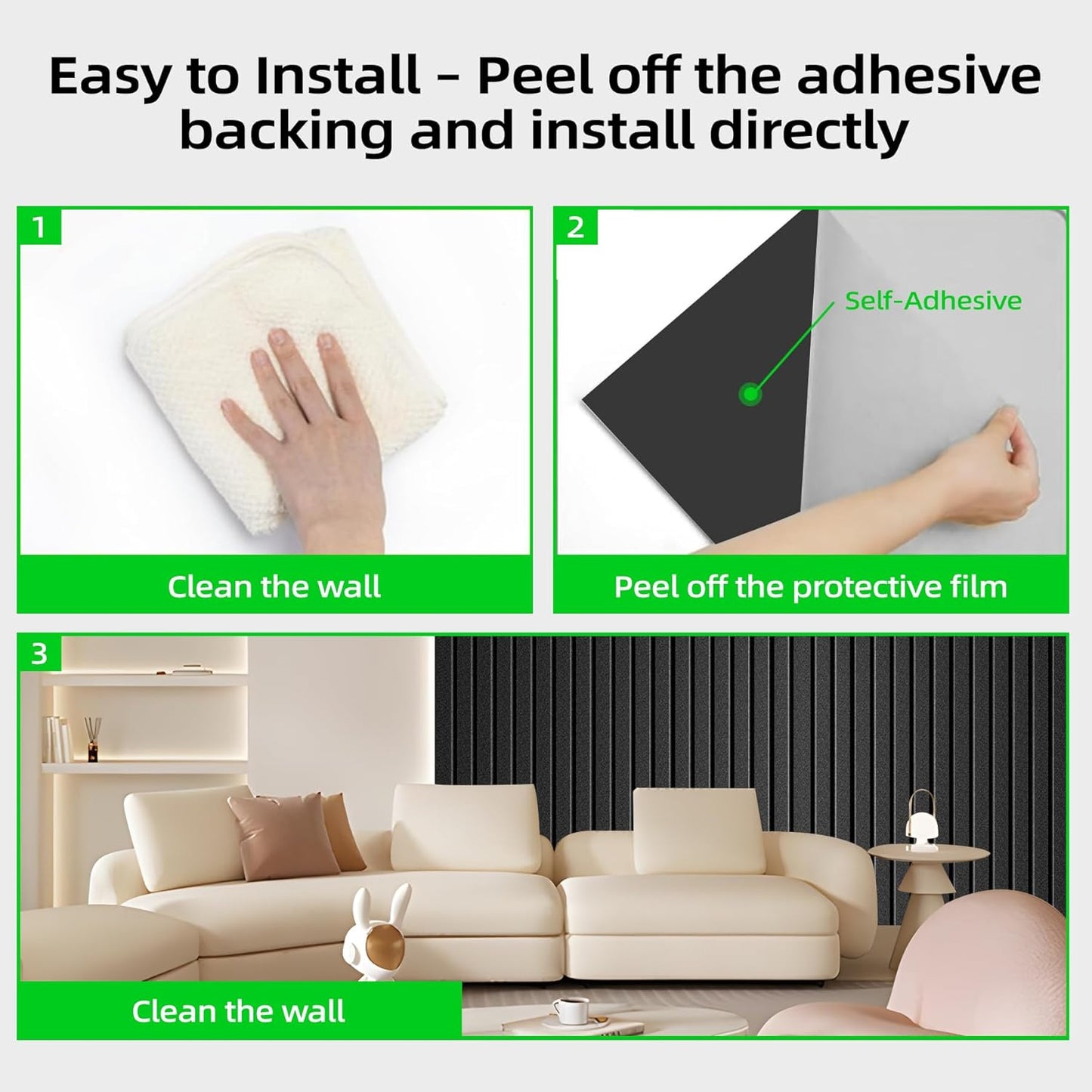 5 Pack Sound Proof Foam Panels for Walls 47.2"x23.6" Large Acoustic Panels Sound Absorbing, Self-Adhesive Soundproof Wall Panels for Home Studio, Office, Recording, Black Black