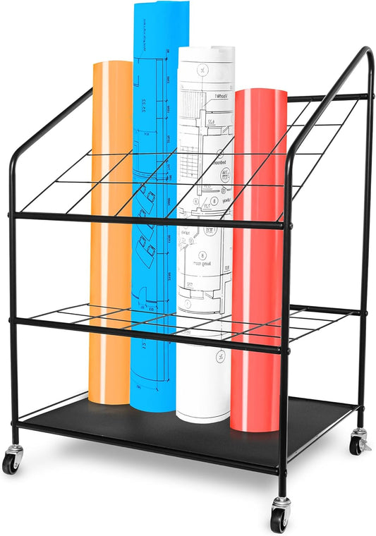 Blueprint Holder Storage Organizer - Blueprint Storage Rack with 20 Compartments - Blue Print Storage Organizer for Posters, Maps, Papers