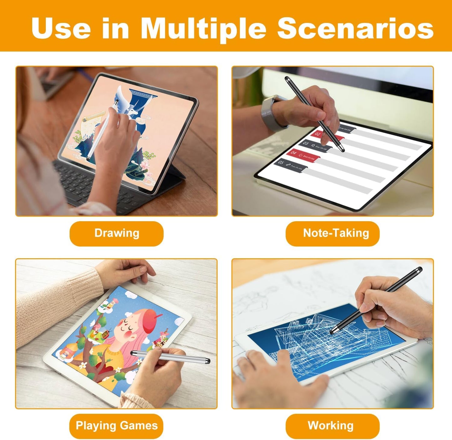 Stylus (10 Pcs), 2-in-1 Stylus Pen for Touchscreen, High Precision and Sensitivity, Suitable for iPad/iPhone/Samsung/Android Smartphone and Tablets, Compatible with All Touchscreen