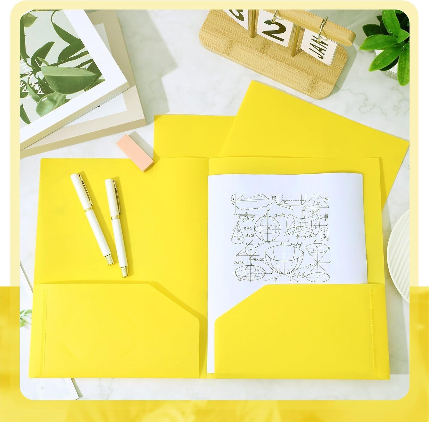 Gueevin 200 Pcs Two Pocket Folders Bulk Plastic File Folder with 2 Pockets Letter Size Paper Heavy Duty Durable Portfolios Case for Home Office School Business 11.61 x 9.45 Inch (Yellow)