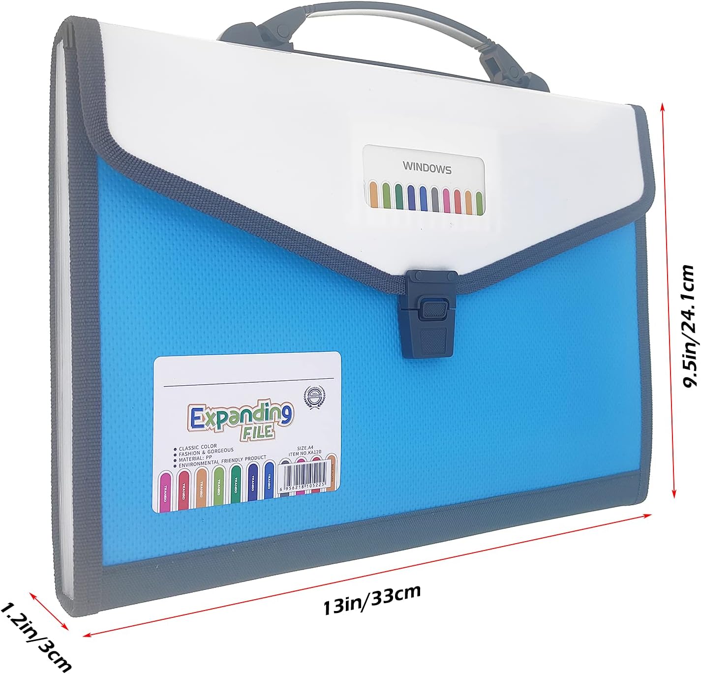 Expanding Accordion File Folder with Labels, 13 Pocket Document Organizer, Letter A4 Size, 1 Pack