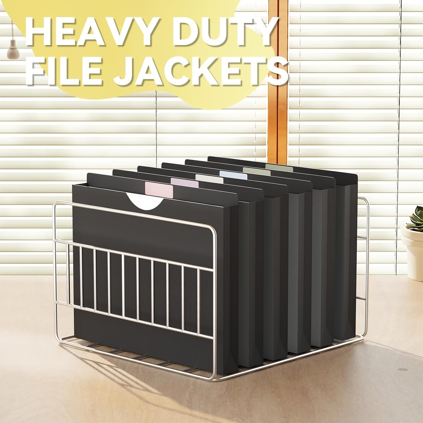 Plastic 1 Inch File Jackets Letter Size,12 Pack Reinforced Manilla Pocket Folders,Poly Expandable File Jacket for Documents,Heavy Duty Expansion Pocket Files with Straight Cut Tabs,Black