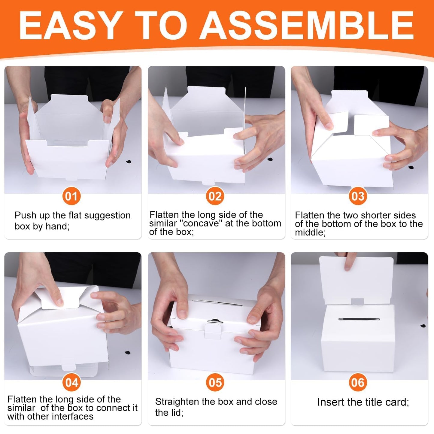 24 Pack Cardboard Ballot Box with Slot, White Glossy Raffle Boxes 6.5x4.5x4.5Inch, Suggestion Boxes with Removable Slot, Donation Boxes for Fundraising,Collecting Card and Voting Contest