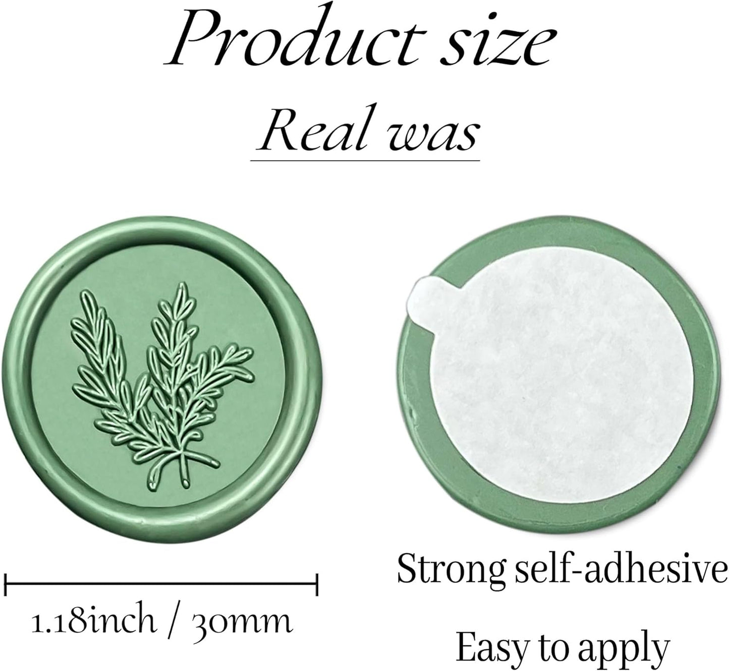 50Pcs Wax Seal Stickers Handmade Envelope Seals Self Adhesive Wax Stickers for Wedding Party Invitations, Envelope, Gift Wrap, Christmas(Rosemary Style, Olive Green)