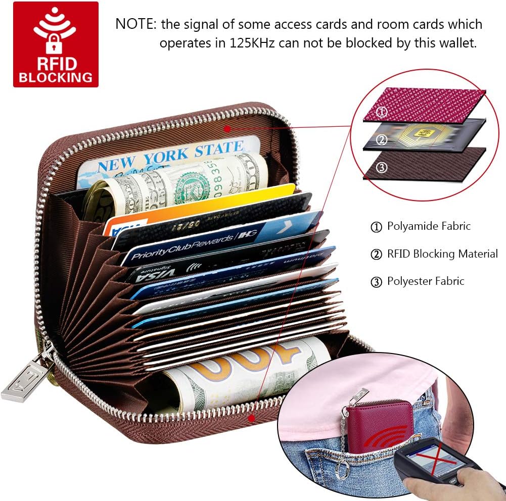 FurArt Zipper Wallet Women, RFID Blocking Credit Card Wallet, Business Card Holder, Compact Size KeyChain Wallet