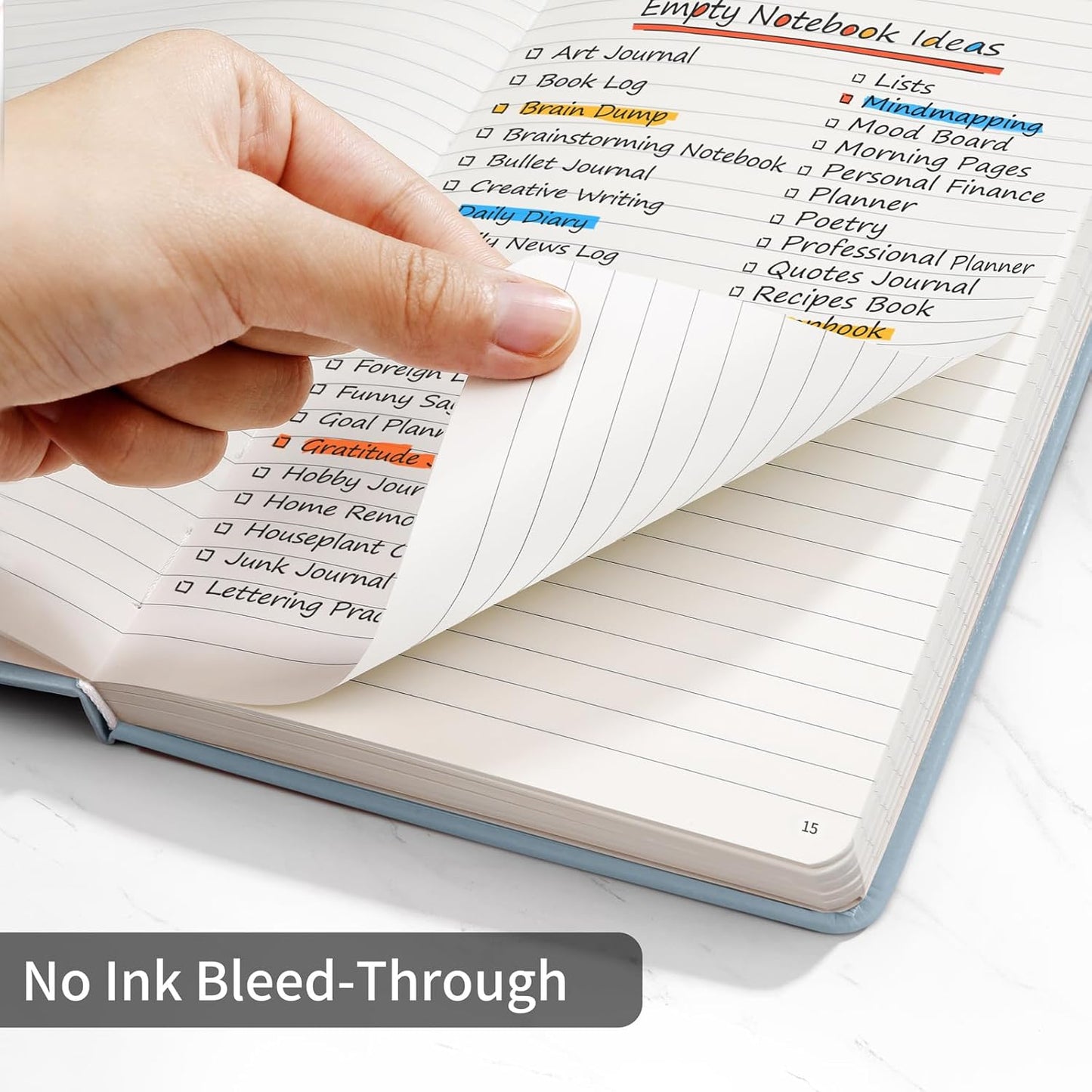 Annecy Numbered College Ruled Lined Journal Notebook, Medium 5.5x 8.25, 160 Pages 100GSM Writing Paper, A5 Haze Blue Faux Leather Cover with Pen Loop