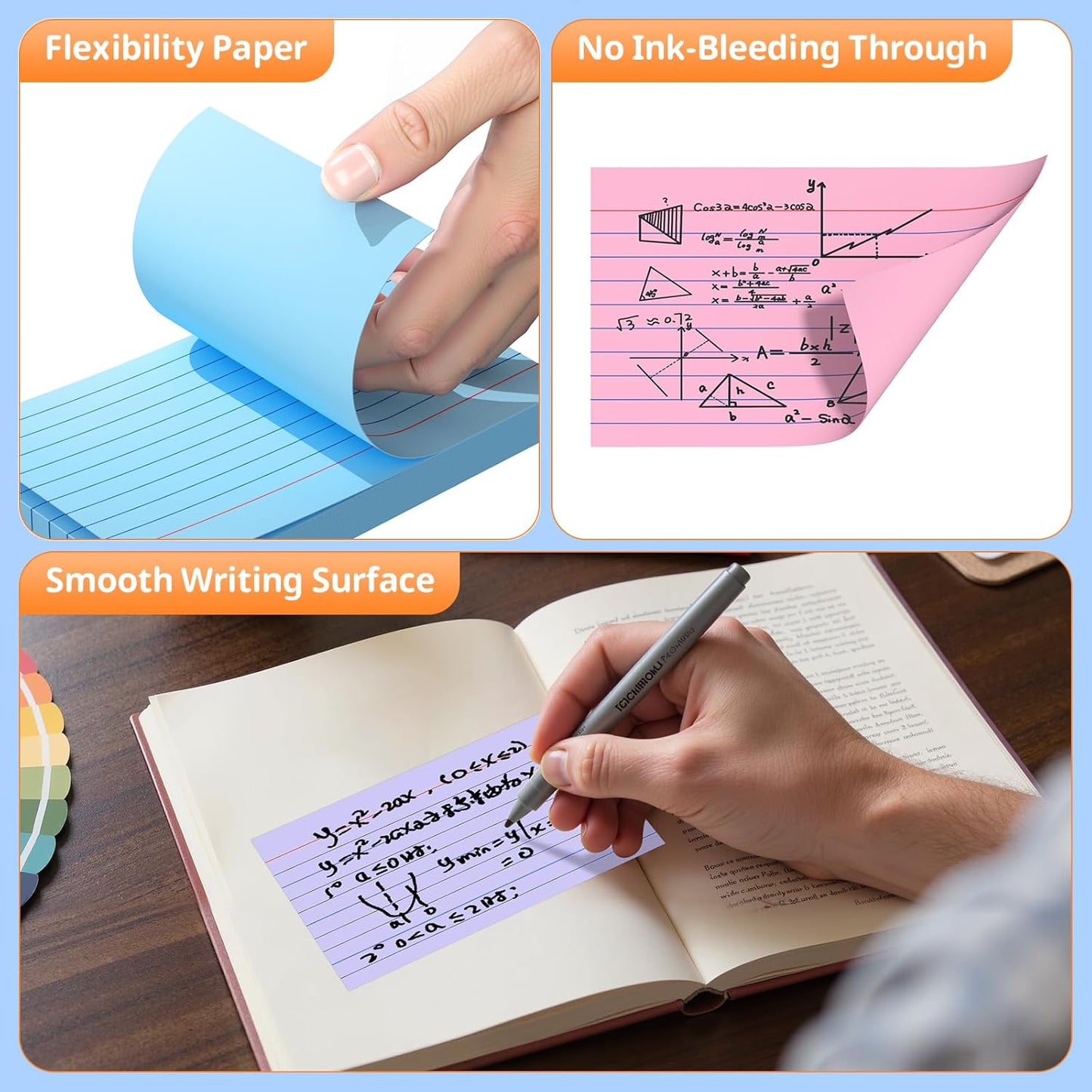 Colored Index Cards 3 X 5, 300 Count, Flash Cards For Studying, Lined Flashcards Notecards, Study Card, Ruled Front And Blank Back, Heavy Note Cards For Office, Home And School