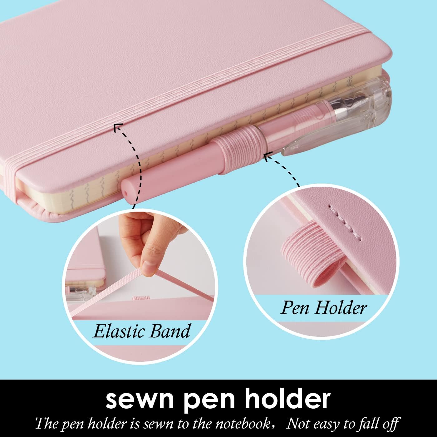 Small Notebook Journal with Pen, 3 Pack Mini Pocket Size Pink Journals Notebooks Bulk for Women Work School Writing Note Taking