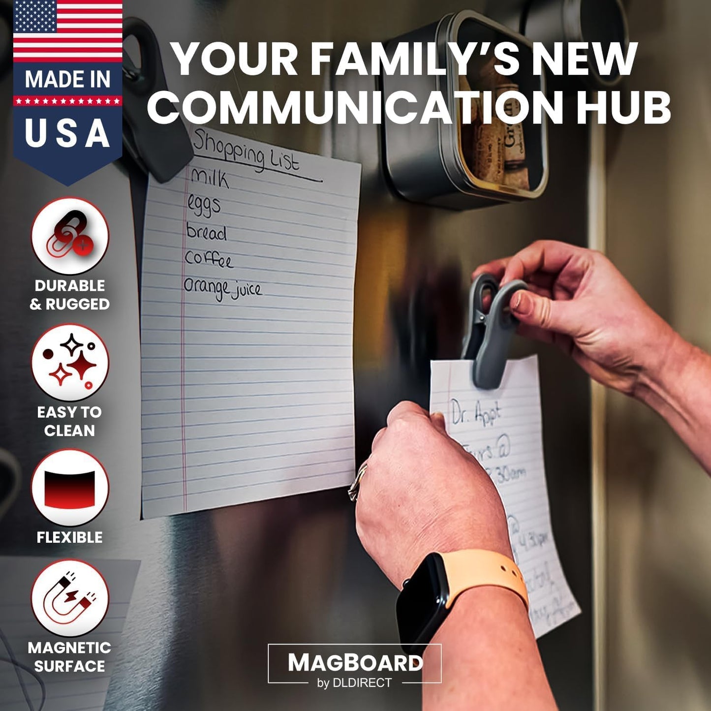 Diamond Life Magnetic Board - Memo & Vision Board for Home, Office, and Classroom - Magnet Board for Kids - Command Strips Included