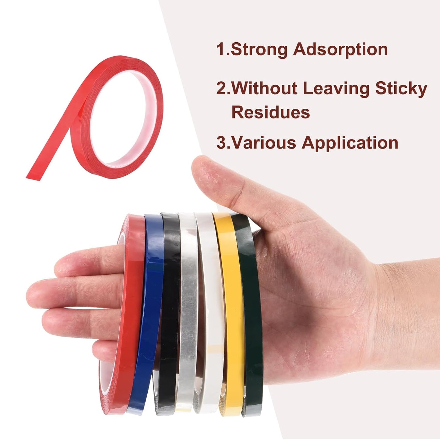 MECCANIXITY 10 Rolls Whiteboard Tape Graphic Chart Tape 15mm 54.7 Yard Art Tape Thin Self-Adhesive Pinstripe Tape Masking Tape for Gift Wrapping Craft Supplies, Red