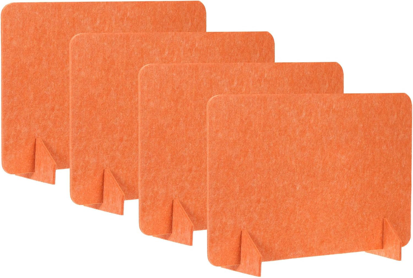 PATIKIL Desk Divider, 4 Set 24 x 16 Inch Acoustic Freestanding Desk Divider Desk Privacy Panel with 8 Pcs Support Feet for Library Office Workstation,Orange
