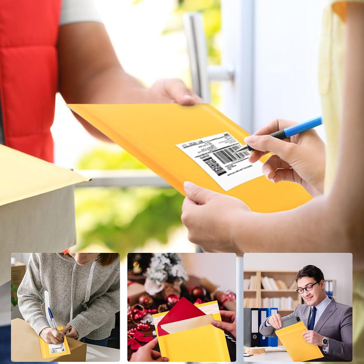 Kraft Bubble Mailers 4x7inch 50Pack Yellow Self-Seal Padded Envelopes Bubble Opaque Padded Mailers Shipping Bags for Small Businesses to Package and Mail Jewelry Cosmetics, Electronic Products, Cards