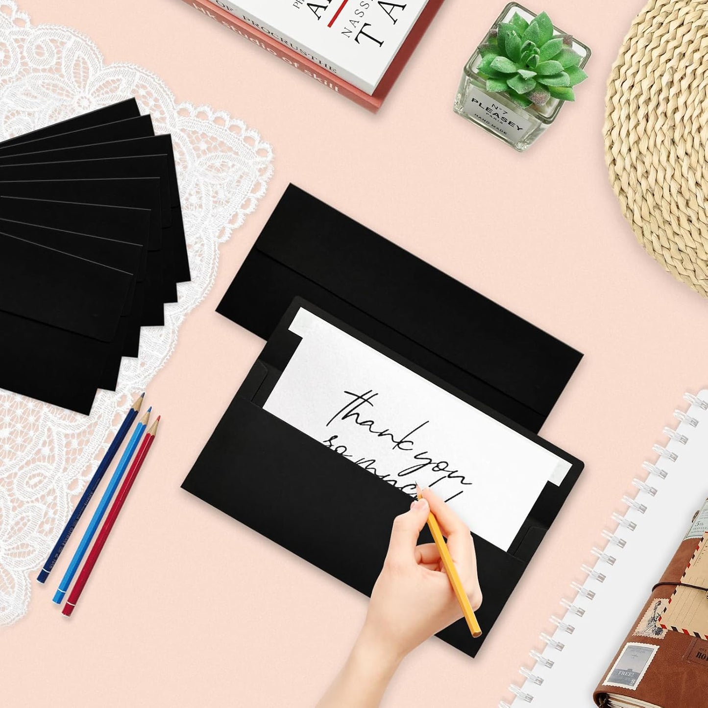 100 Pack #10 Business Envelopes, Black Standard Envelopes Self Seal, Letter Size Business Mailing Envelopes for Checks Letters Invoices Statements Birthday Graduation Wedding,4 1/8 x 9 1/2 Inch