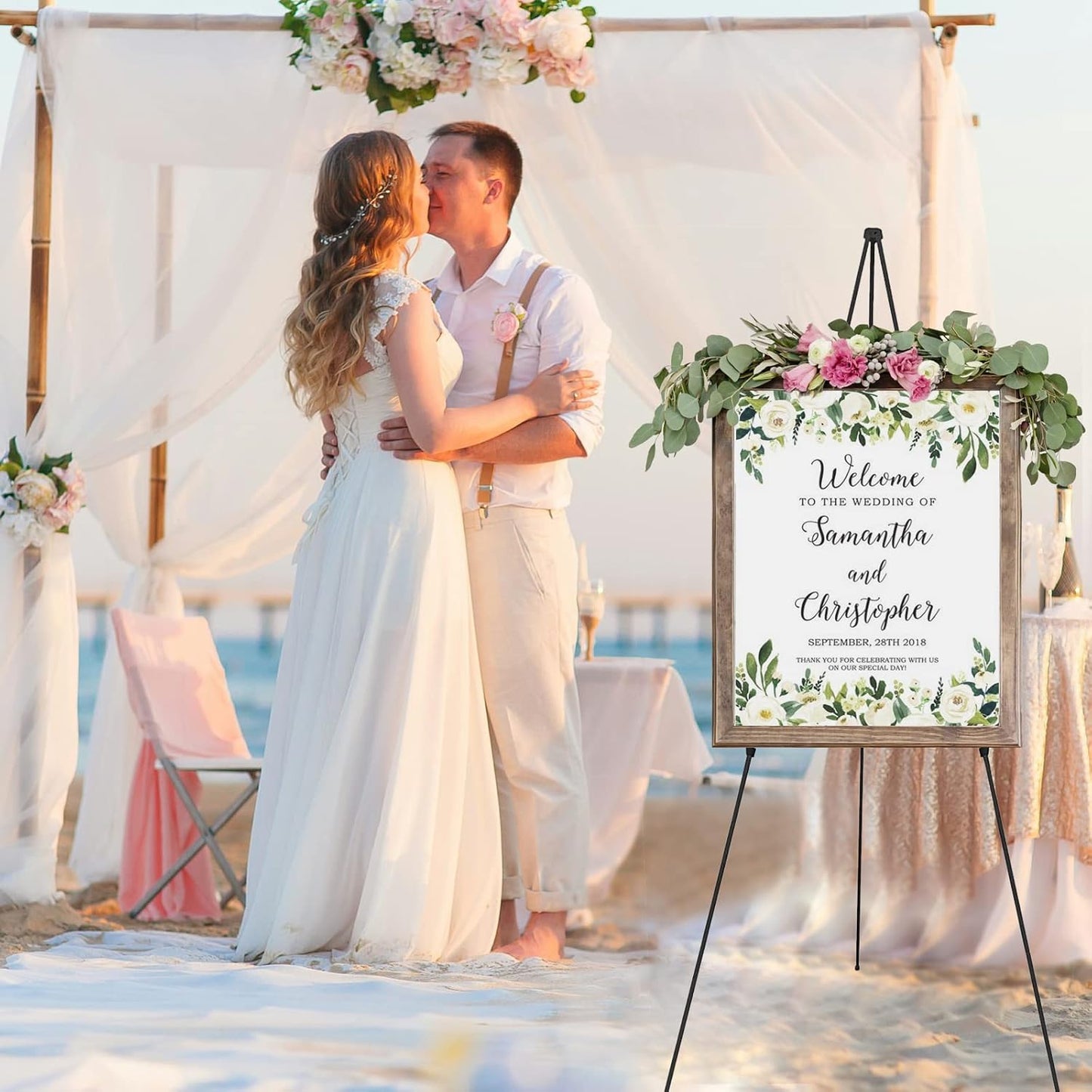 3PCS Black Easel Stand for Wedding Sign Stand, 66 Inch Lightweight Adjustable Art Easel for Display, Wedding Sign, Poster, Black Metal Easel with Portable Bags