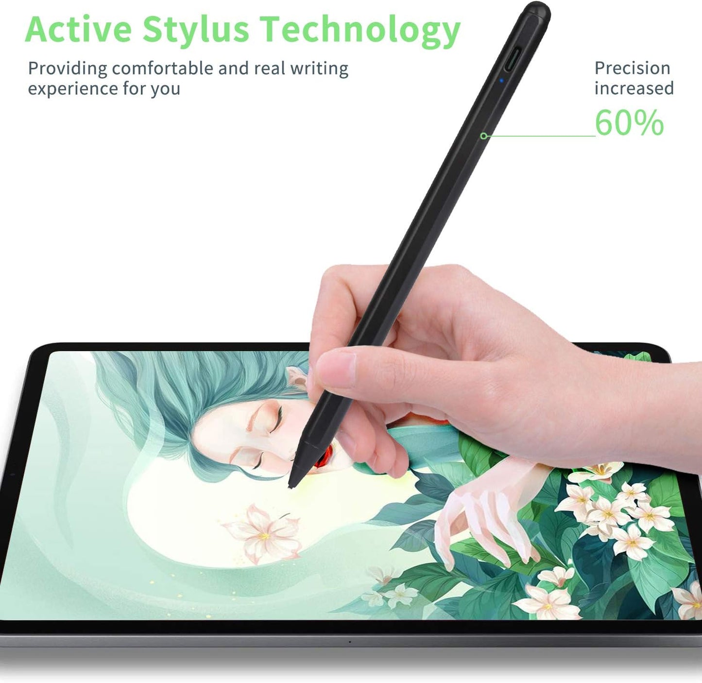 Stylus Pen for Chromebook, Active Capacitive Digital Pencil Compatible with Chromebook Stylus,Good for Sketching and Note-Taking Pens,Black