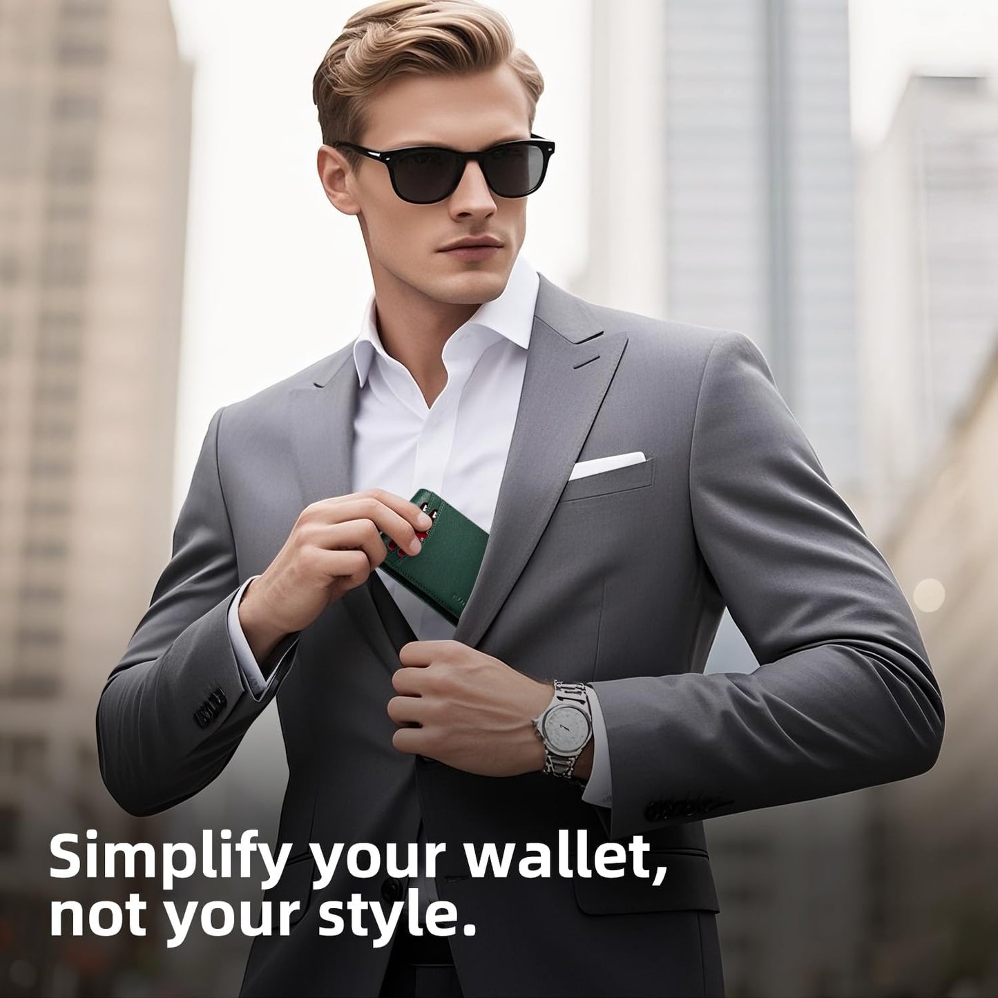 RUNBOX Wallet for Men Slim Rfid Leather 2 ID Window With Gift Box