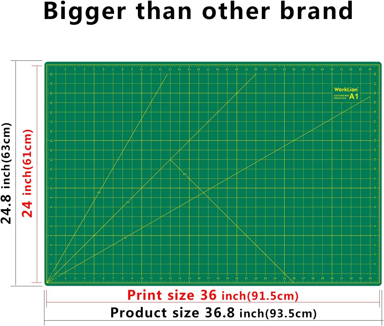 WORKLION 24" x 36" Large Self Healing PVC Cutting Mat, Double Sided, Gridded Rotary Cutting Board for Craft, Fabric, Quilting, Sewing, Scrapbooking - Art Project…