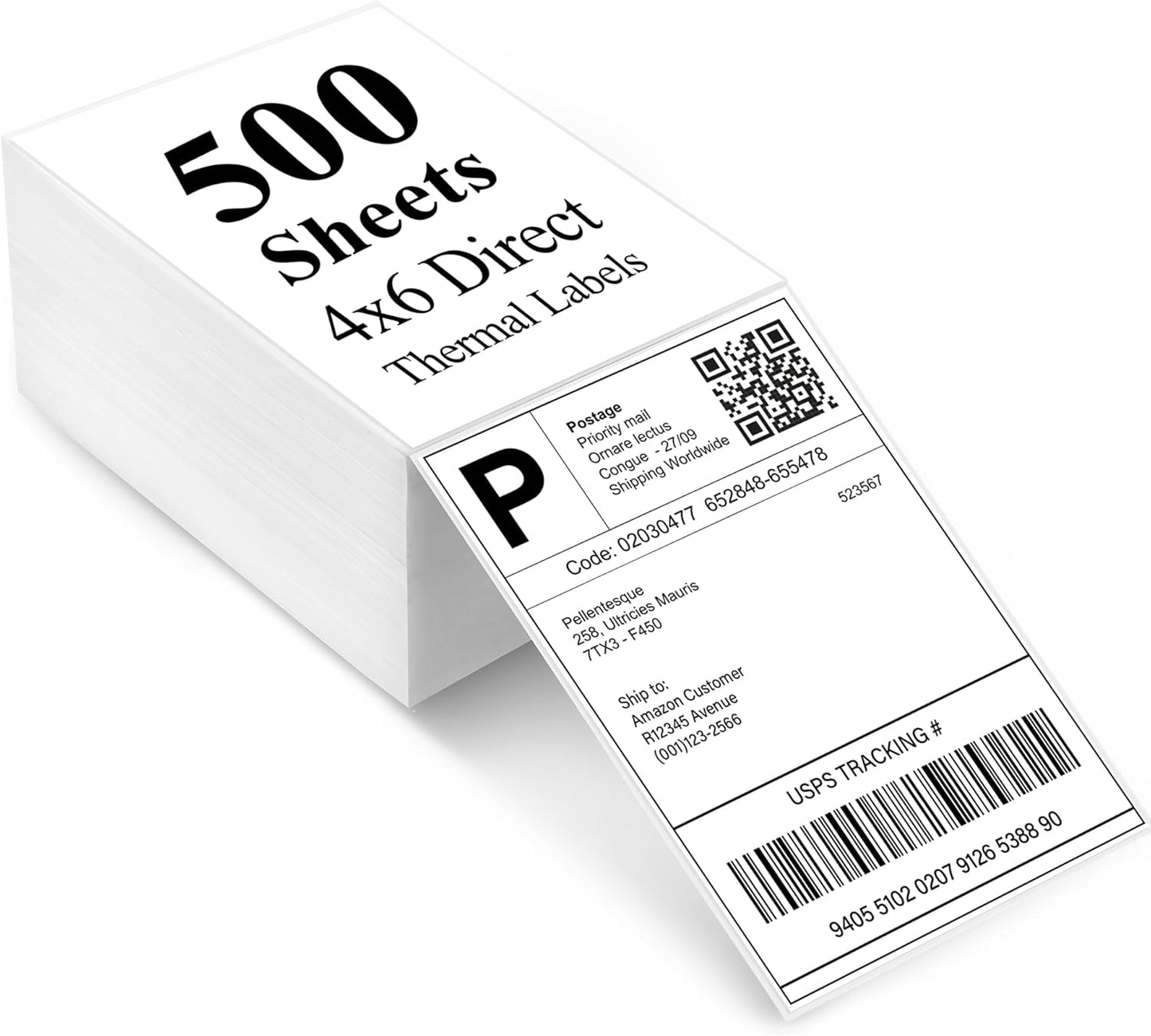 LotFancy 4x6 Thermal Labels, 500 Shipping Labels with Perforation, Permanent Adhesive, White Mailing Label Stickers, Compatible with Rollo, Zebra Thermal Printers