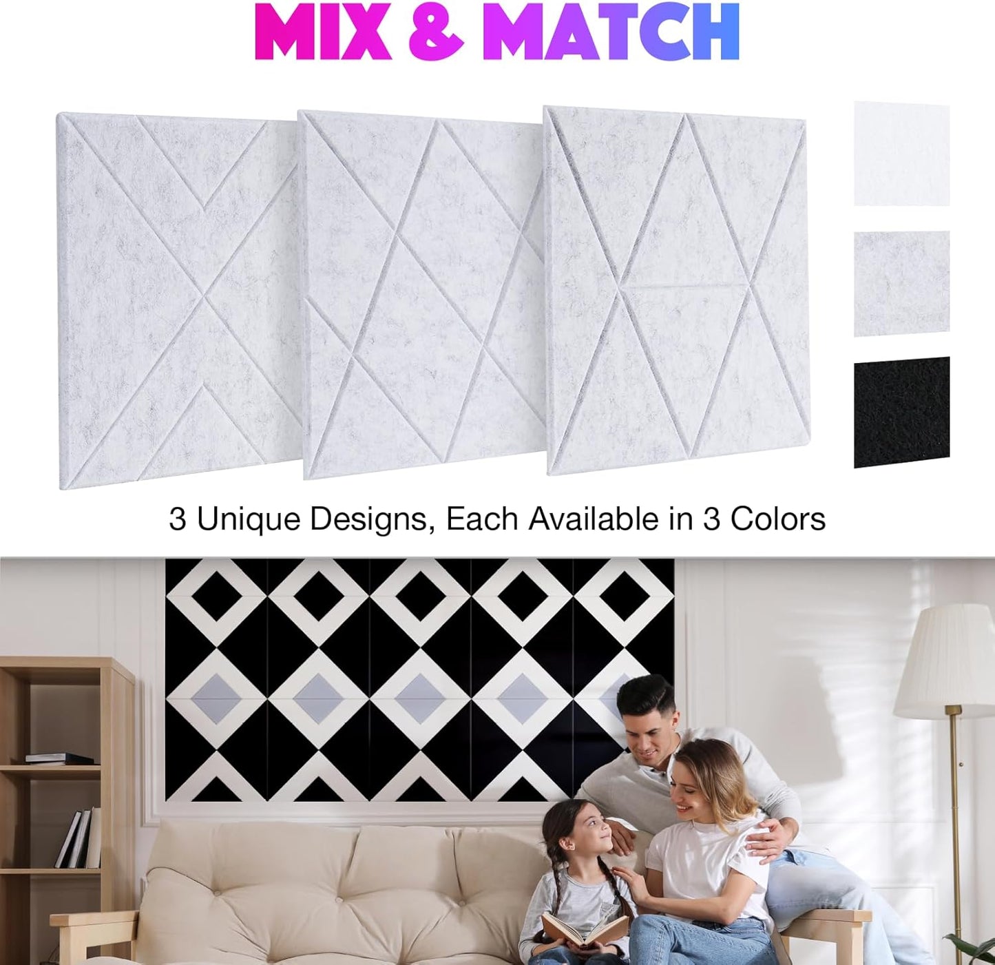 18 Pack Self-Adhesive Acoustic Panels, 12"x 12"x 0.4" Sound Absorbing Panels, High Density Square Sound Proof Noise Dampening Panels for Walls Home Studio Office, Triangle Cutting Style, Silver Gray