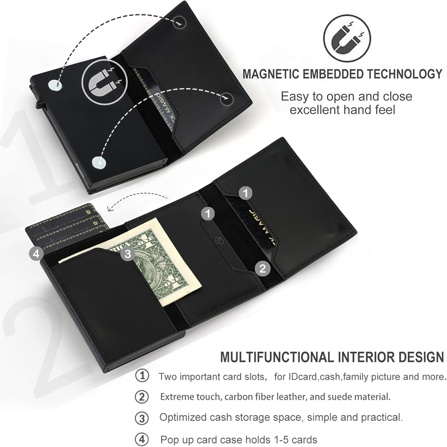 Aiuwo Airtag Wallet for Men,Mens Wallet Card Holder,Smart,Slim,Minimalist Wallet,Credit Cards Holder RFID Blocking Wallet (Airtag Wallet, Crazy Horse Black)