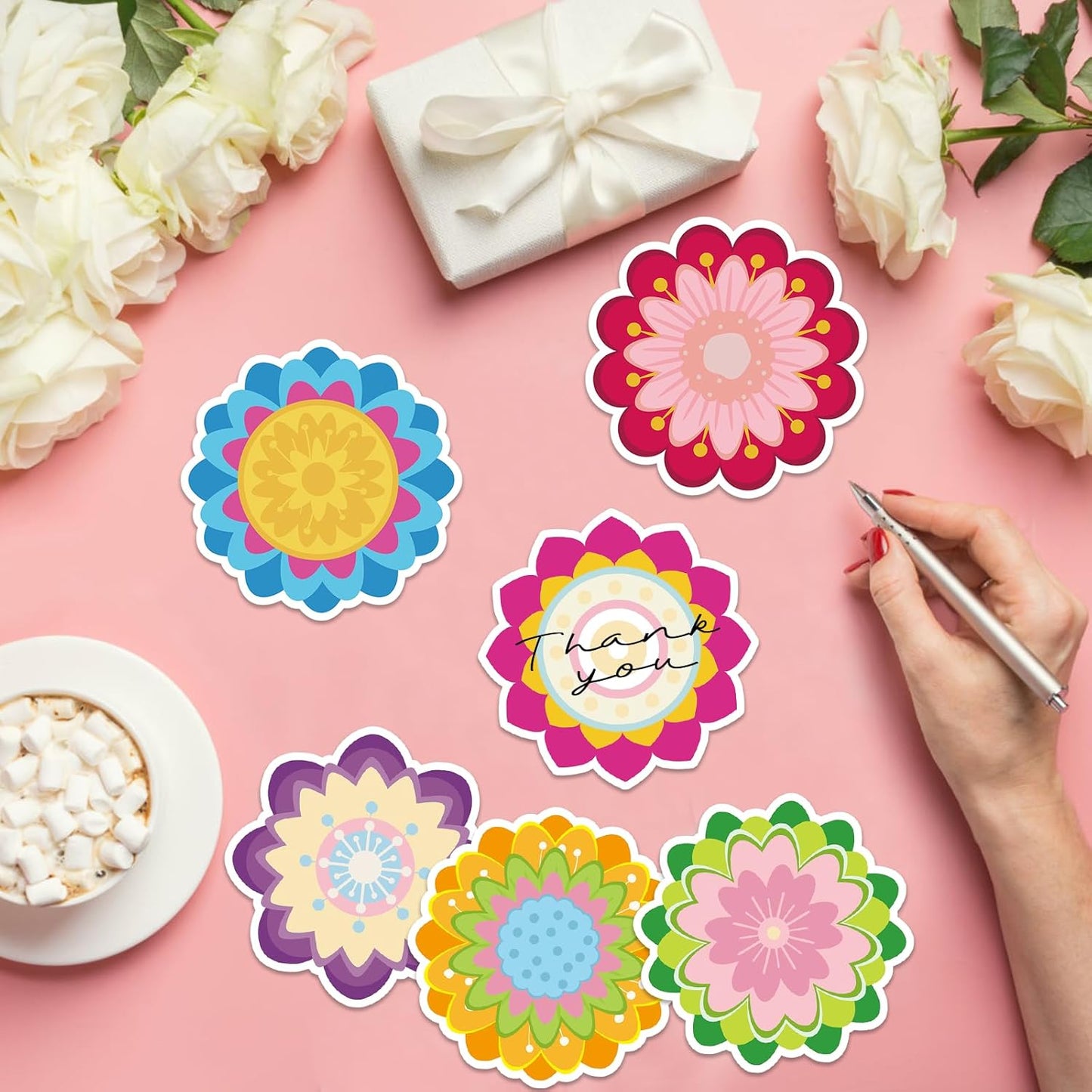 600 Pieces Flowers Sticky Notes, Colorful Flower Sticky Note Pads Flowers Shape Sticky Memo Pads Floral Self Stick Notepads for Teachers Students Home Office Classroom School Supplies