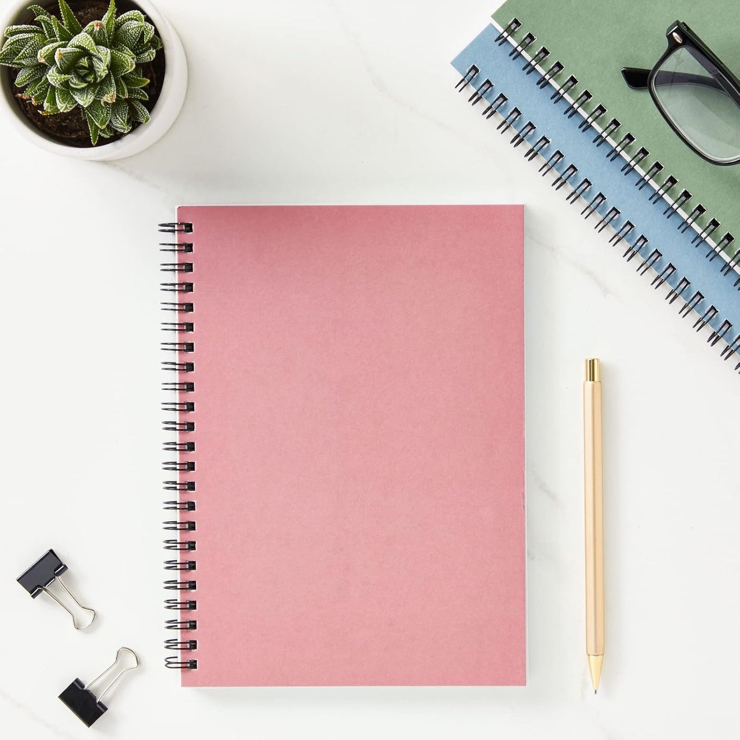 5 Pack 6x8 inch Spiral Journals, Small Notebooks Bulk with 120 Lined Pages for Work, Students, School, Writing (5 Colors Kraft Paper Covers)