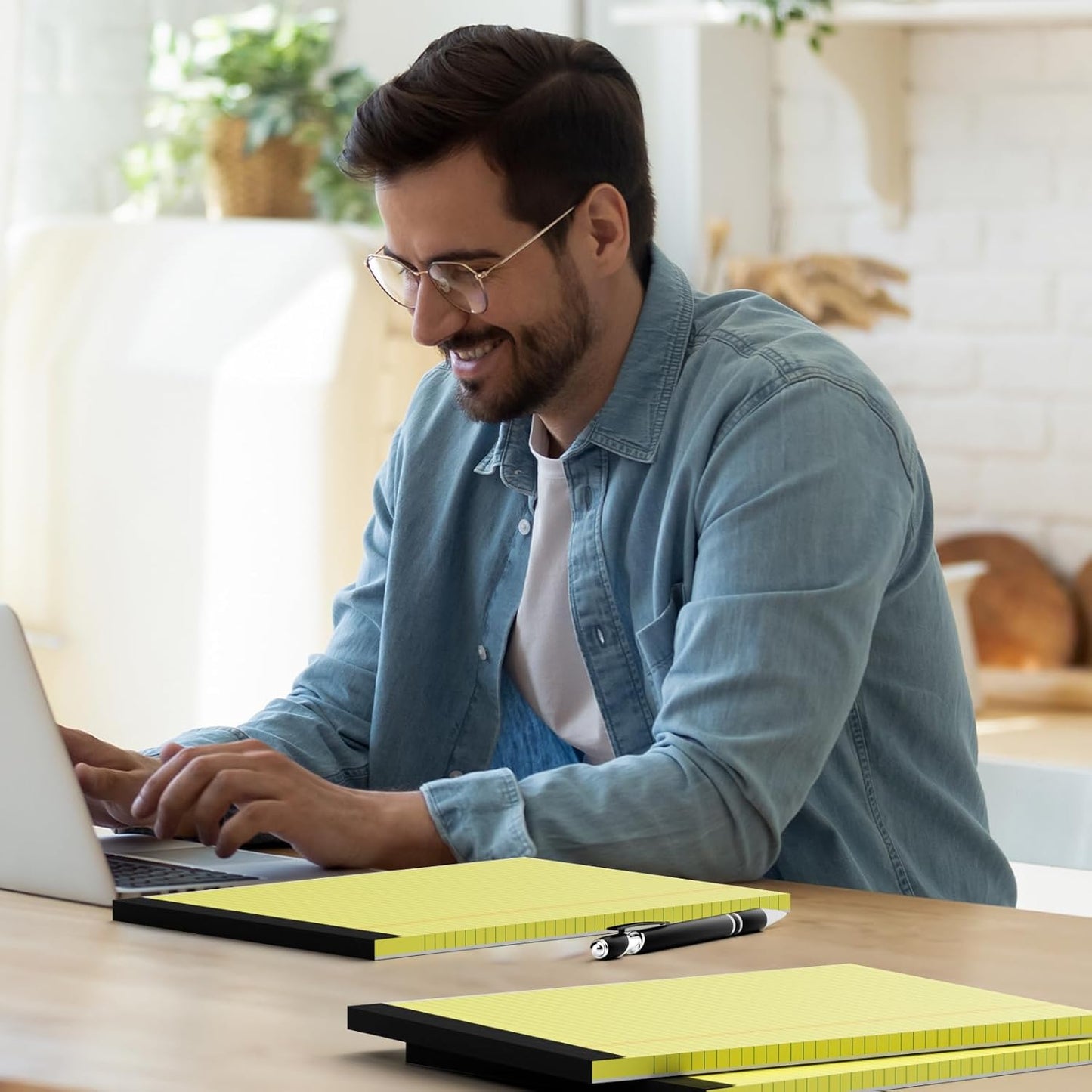 Yellow Note Pads 8.5 x 11 Legal Pads, 4 Pack Yellow Pads of Paper Tablets 8 1/2 x 11 Legal Notepads, Thickness Quality 30 Sheets per Yellow Pad 8.5 x 11 College Ruled Note Pads for Homework, Business