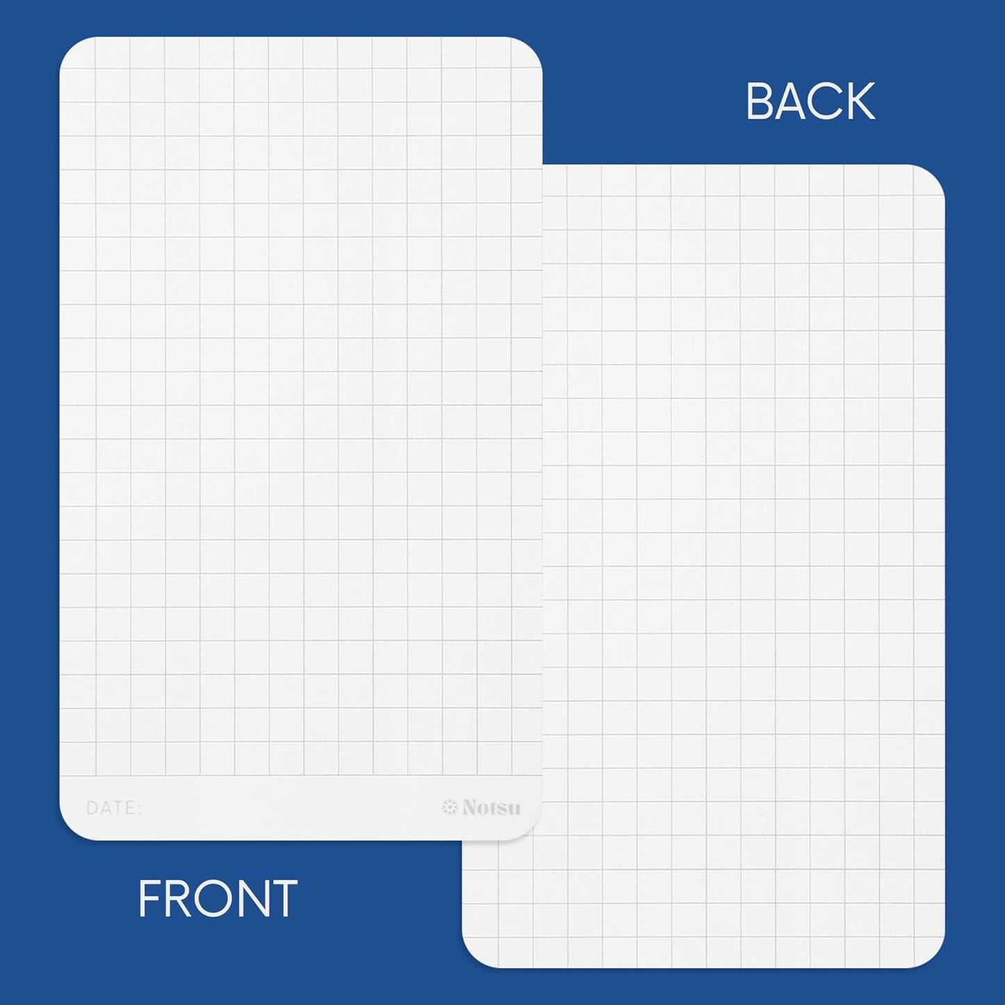 Notsu Graph Grid Index Cards 3x5 inch, 50 ct | Thick Graphing Note Cards w/Rounded Corners | Premium Heavy Duty Paper 350 gsm