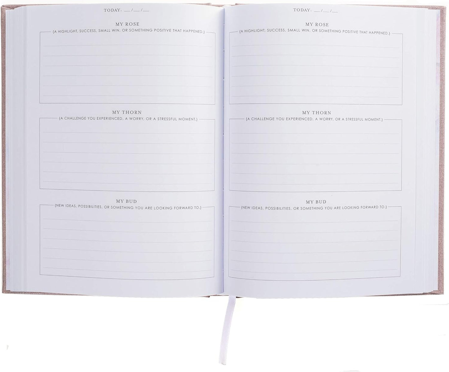 Graphique Self-Care Journal - Gratitude - 256 Pages - Weekly Quote & Daily Fill in Interiors - Hardbound Fabric Cover - Ribbon Marker (6" x 8")