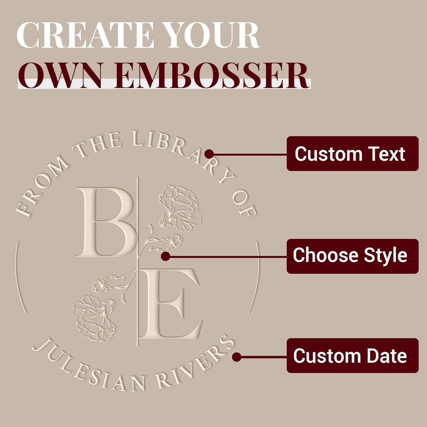 Easycosy Personalized Book Embosser | Custom Embosser & Stamps from The Library of | Book Stamp Personalized with Your Name & Choice Birthday Gifts for Book Lover(Birthday 5)