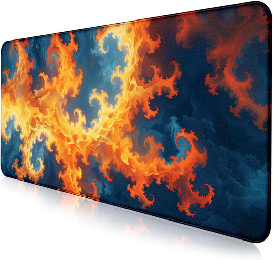 Simplified Marble Patterned Oversized Mouse Pad, Geometric Texture Extended Workstation Desk Pad, Dirt Resistant Laptop Customized Anti Slip Keyboard Mouse Pad 35.4 x 15.7 Inches