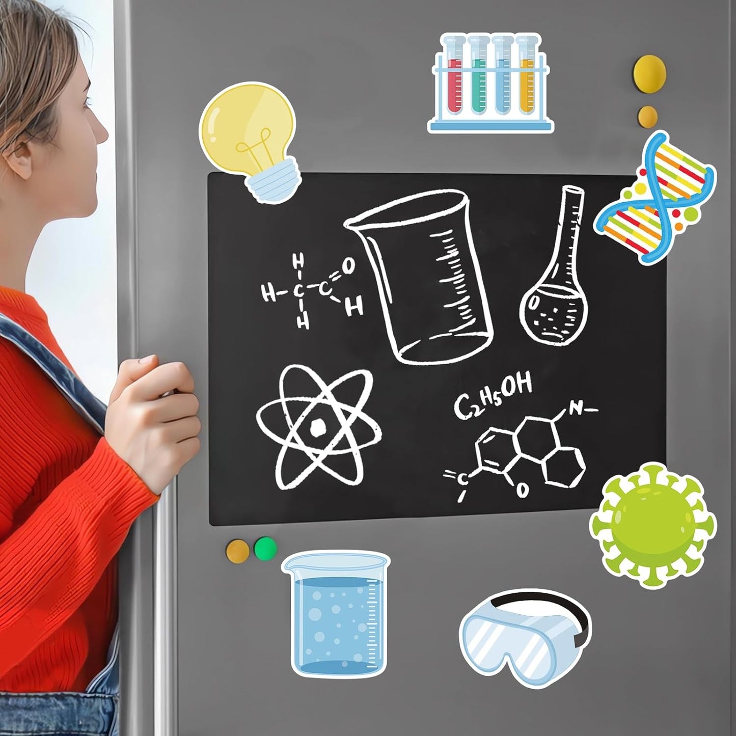 600 Pieces Science Sticky Notes, Self Stick Science Lab Notepads Funny Test Tube Light Bulb Microscopes Science Memo Pad for Teachers Students Science Week Party Favor School Supplies