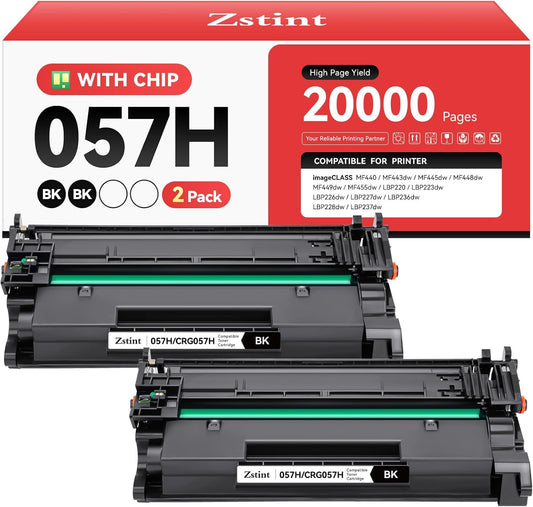 057H 057 Toner Cartridge Black 2-Pack with chip High Yield Replacement for Canon 057 CRG-057 057H Compatible for Canon ImageCLASS MF445dw MF448dw LBP226dw LBP227dw LBP228dw MF449dw MF445 Laser Printer